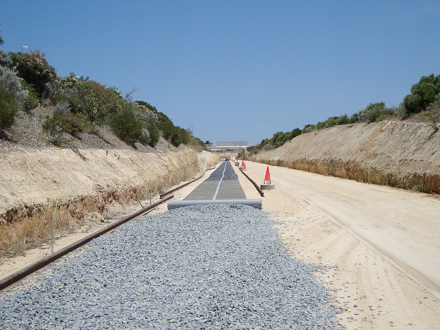 Ballast installed over geotextile